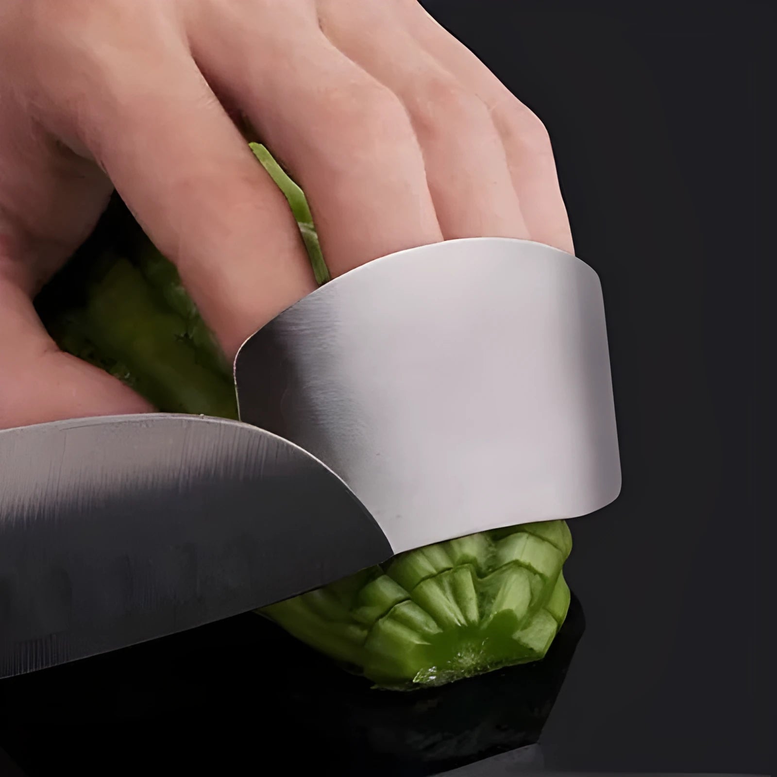 Stainless steel finger guard for kitchen vegetable cutting protection in single and double finger sizes