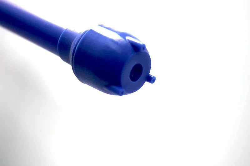 Blue and red manual plastic fuel transfer hand pump with tubing