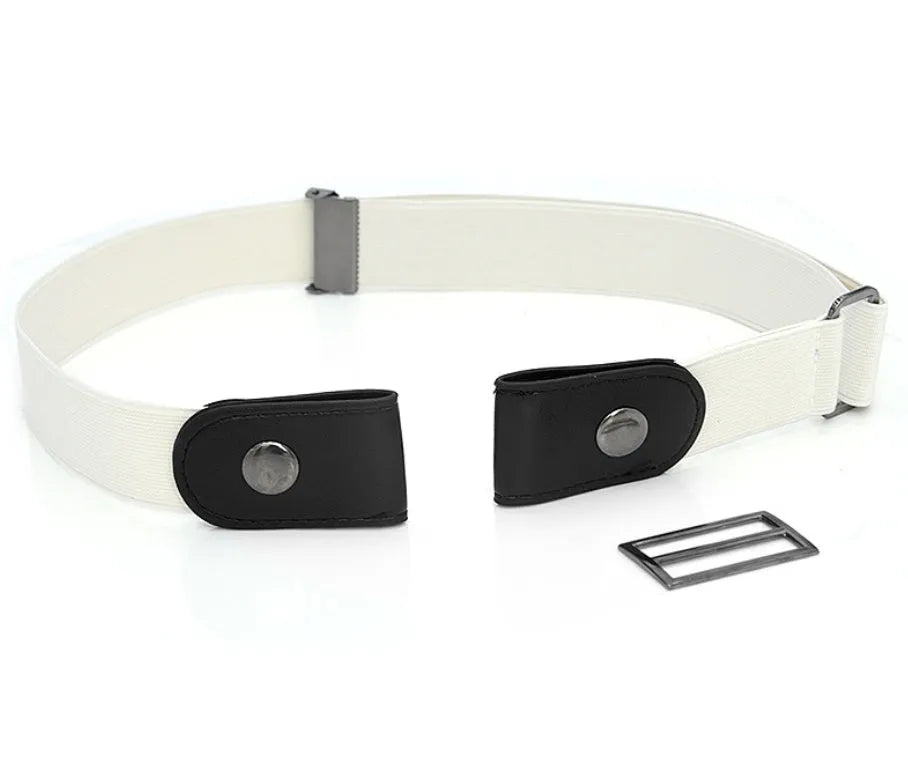 Imitation leather invisible belt with square alloy buckle and car suture detailing, 3cm width