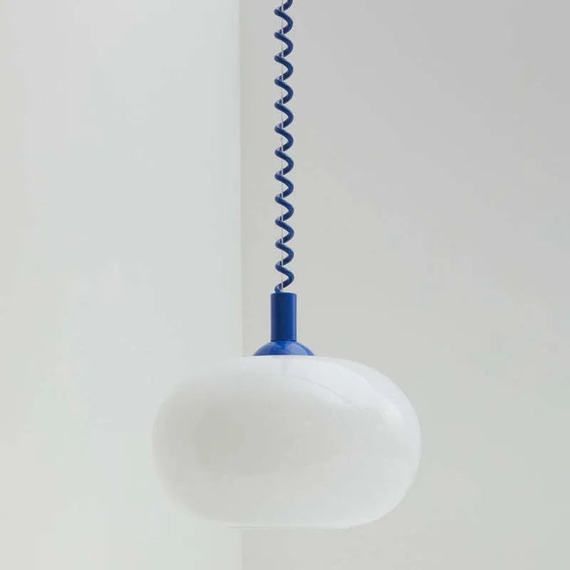 D25CM glass chandelier with red, yellow, or blue flexible wire, 220V modern pendant light