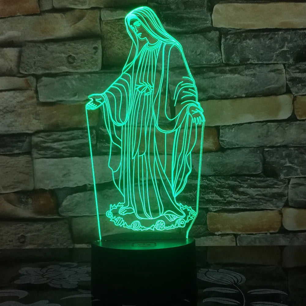 3D LED night light showing laser-engraved acrylic creating stereoscopic dual ring patterns