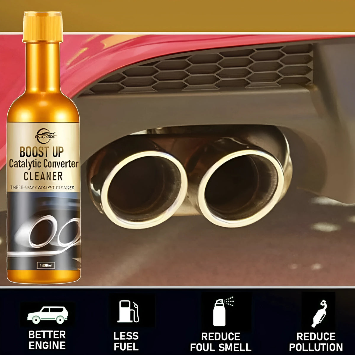 120ml catalytic converter cleaning agent bottle, 15cm height, 4cm diameter, for fuel tank carbon deposit removal