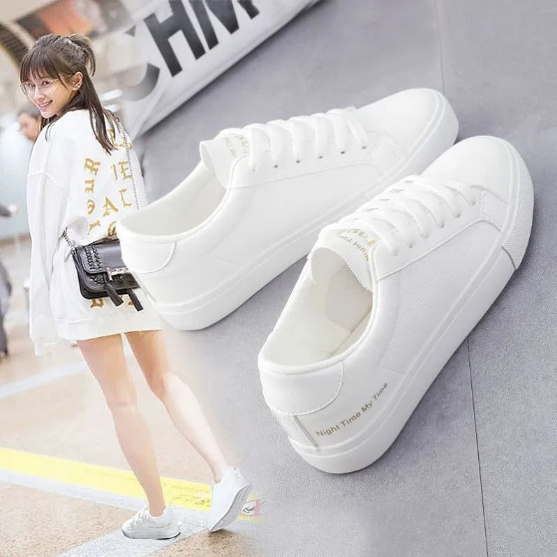 Women's canvas sneakers with rubber sole, white colour option, side view