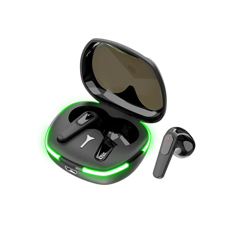 Black Bluetooth headset with charging cabin and cable for outdoor running and mountaineering