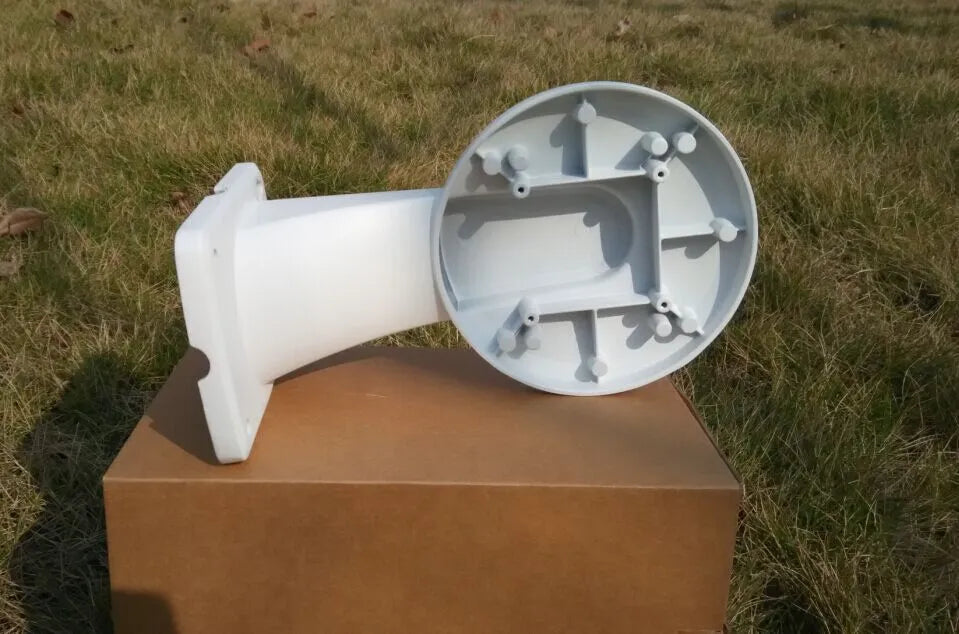 White dome camera wall mount bracket made from aluminium alloy and ABS on white background