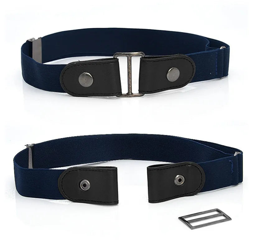 Imitation leather invisible belt with square alloy buckle and car suture detailing, 3cm width