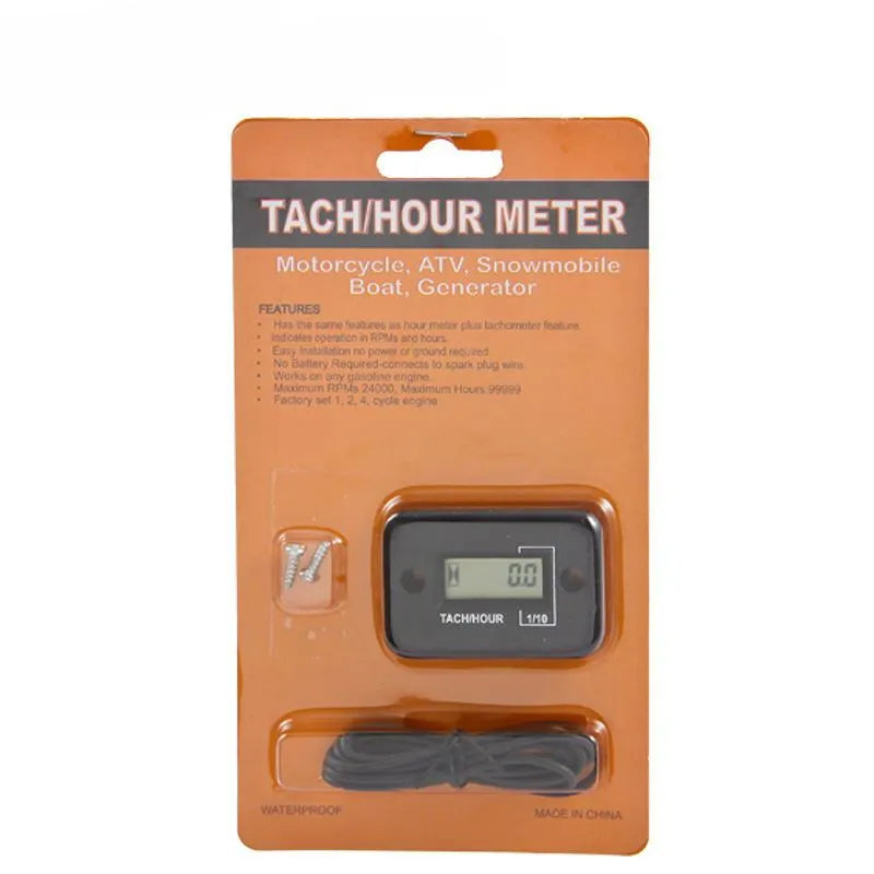 HM012 motorcycle speed timer tachometer hour meter black colour digital display