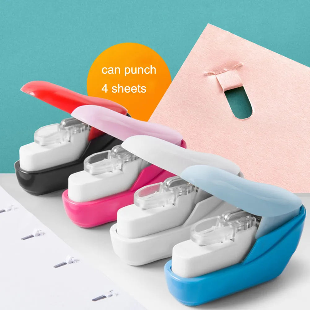 Stapler-free stapler compact embossed ABS paper binder 50x25x50mm random colour