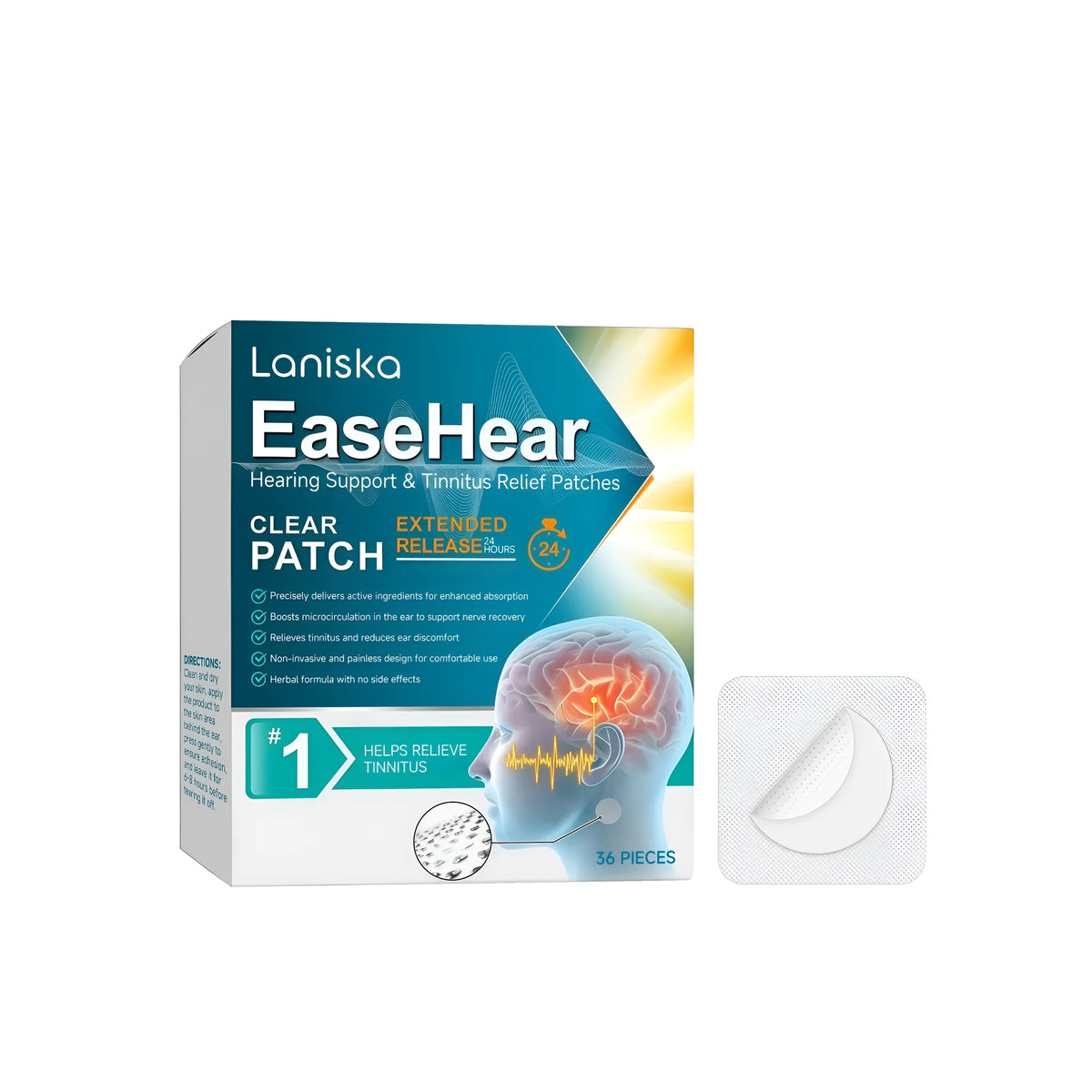 Ear Relaxing Plaster pack of 36 herbal ear pressure relief patches with mint and lavender blend
