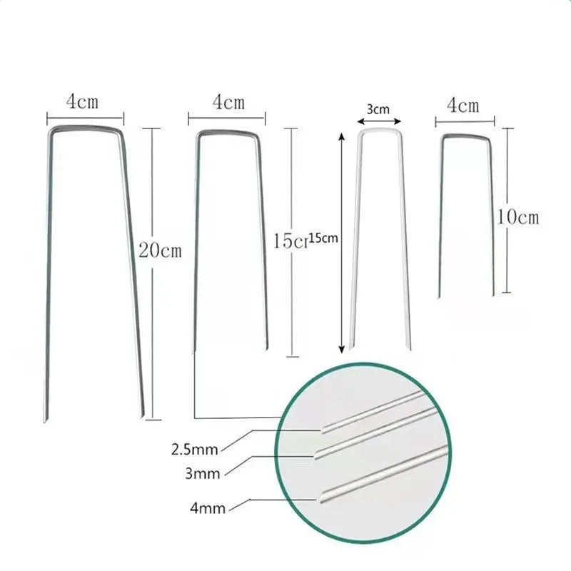 Galvanised steel ground nail 4cm wide 15cm long 3.0mm wire for landscaping cloth fixing