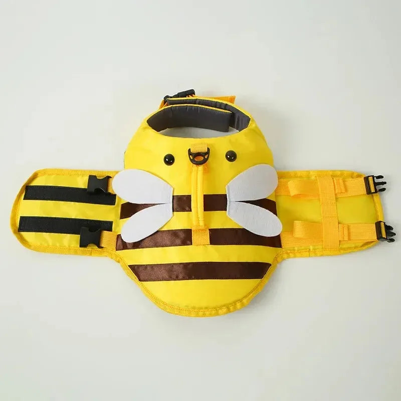 Green dog life jacket with reflective strips and adjustable buckles for swimming safety