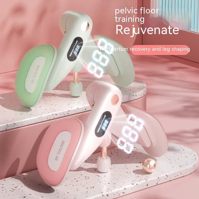 Pelvic floor muscle counting trainer device in gray colour with digital display