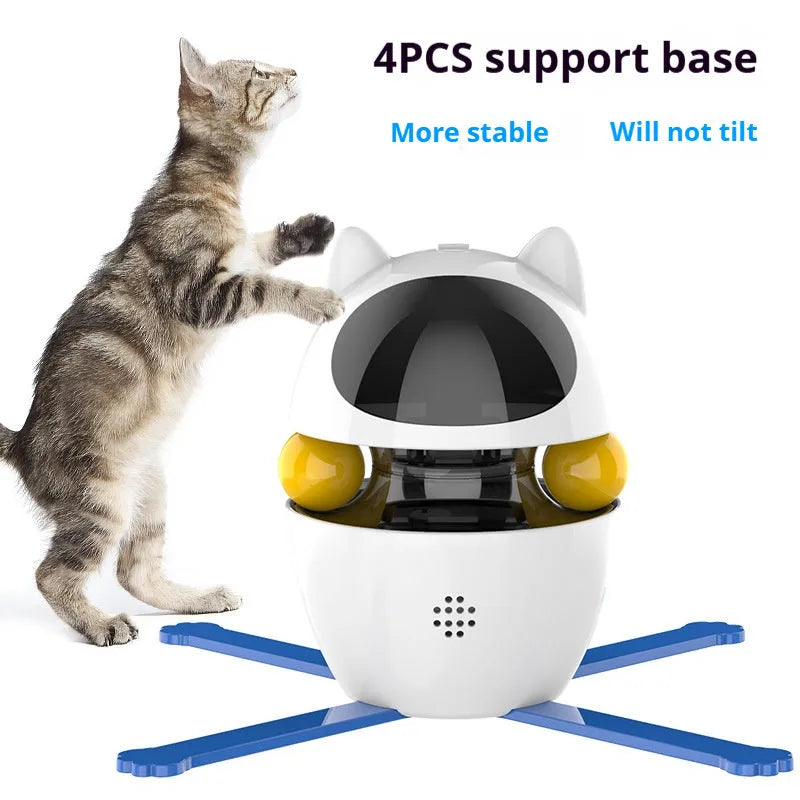 Automatic electronic cat toy with elastic rope and funny stick attachment for indoor cats