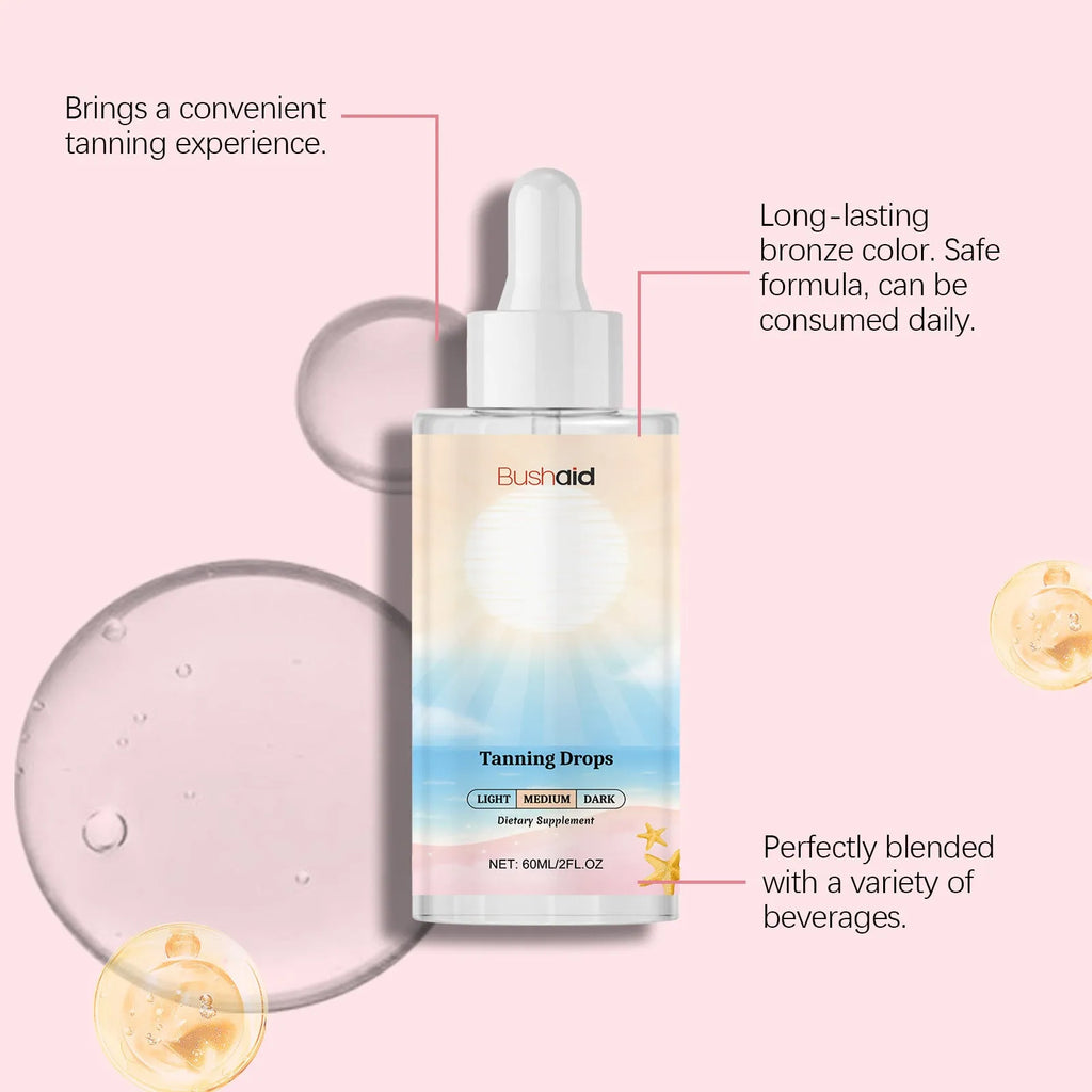 60ml bottle of tanning drops for face and body self-tanning without sunlight