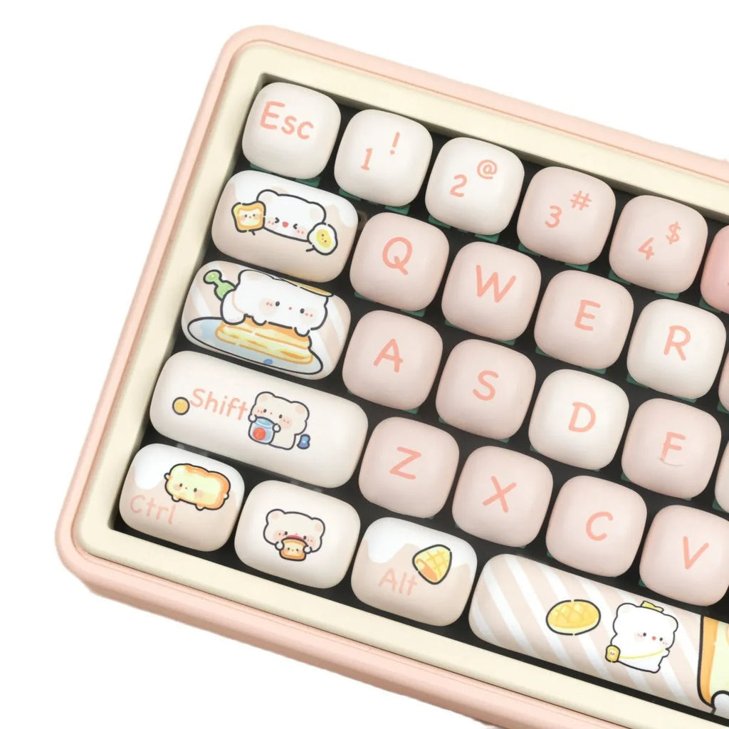 MOG Steamed Bread Bear mechanical keyboard key cap set with PBT construction and thermal sublimation printing