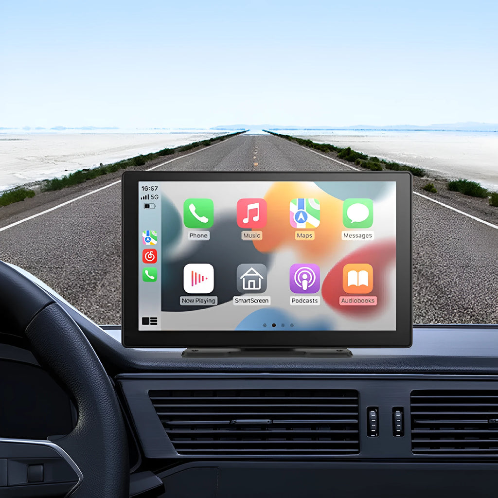 9-inch portable car driving recorder with touch screen and dual cameras for front and rear recording