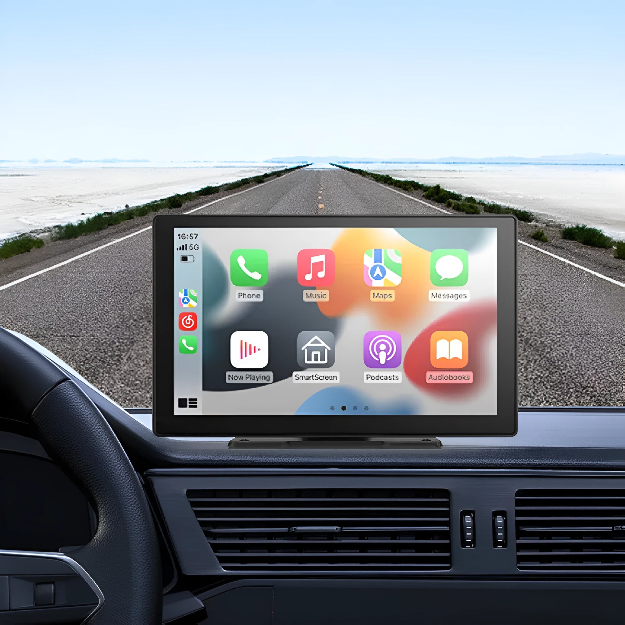 9-inch portable car driving recorder with touch screen and dual cameras for front and rear recording