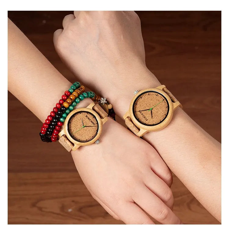 BOBO BIRD bamboo watch M11 M12 with natural wooden case and Hardlex glass face