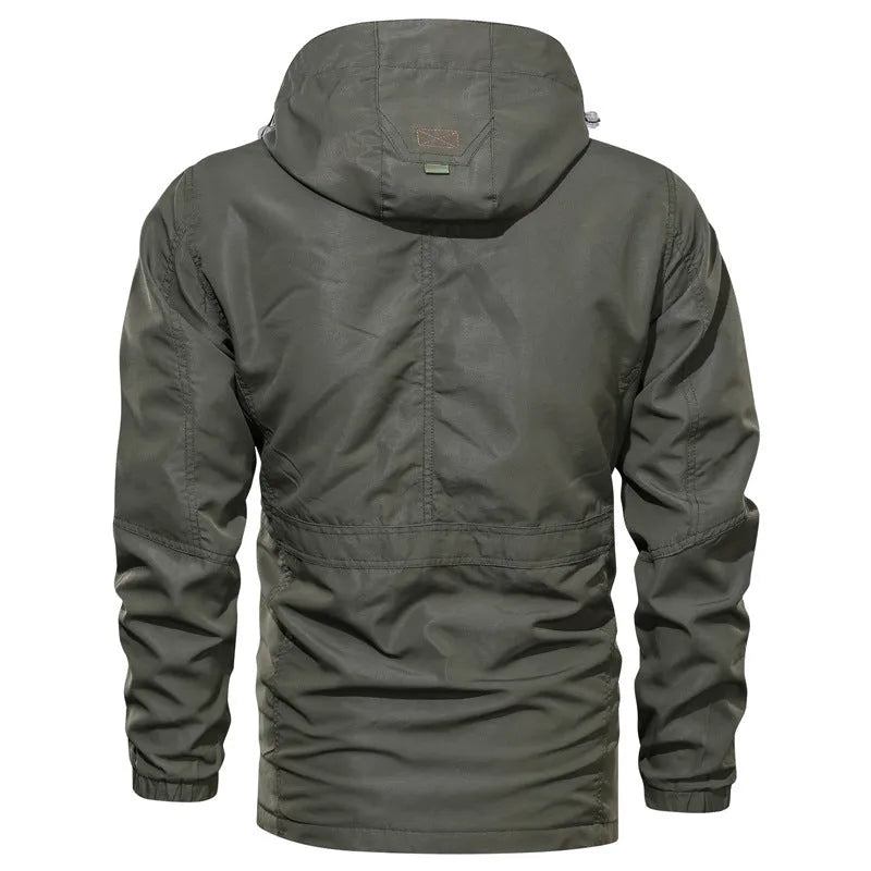 Men's hooded plus size jacket, loose fit, zip front, stand-up collar, 100% polyester, available in six colours
