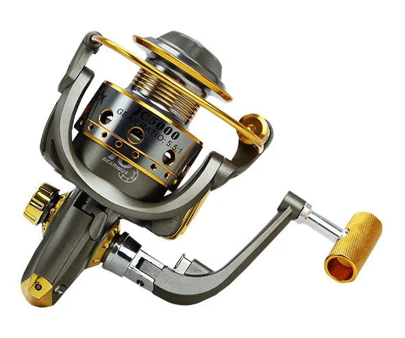 10-axis metal head spinning reel with folding rocker arm and aluminium handle