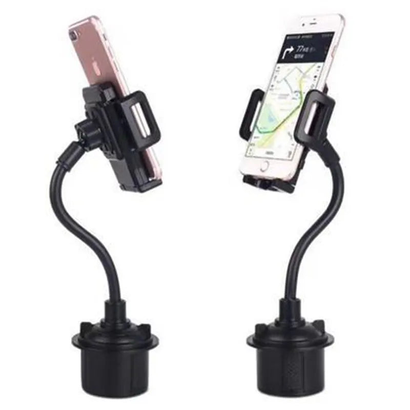 Black car phone mount with adjustable side handles showing windscreen suction cup and air vent clip hook mounting options