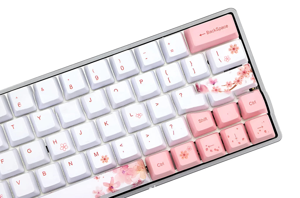Pink PBT mechanical keyboard key caps with sublimation printing on five sides in OEM profile