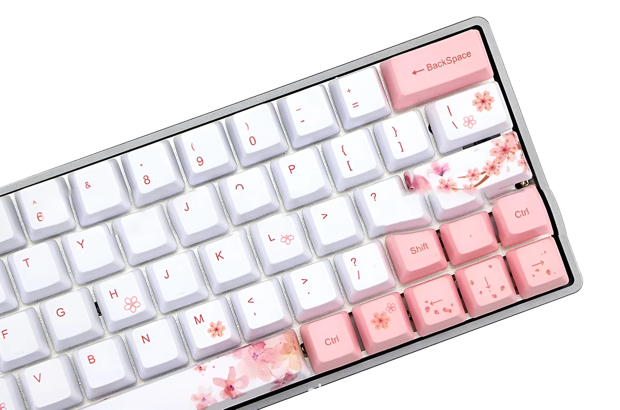 Pink PBT mechanical keyboard key caps with sublimation printing on five sides in OEM profile