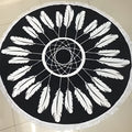 Round feather yoga mat in microfiber fabric, 150cm diameter, 250g, on floor