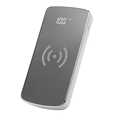 Ultra-thin mirror wireless charging power bank 10000mAh in gold, black, white colours with plastic shell