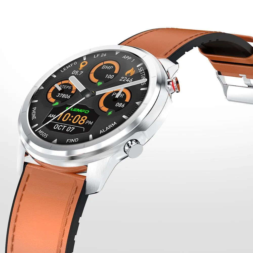 LEMFO LF26 smart bracelet with 1.3 inch screen showing touch and button controls in black colour