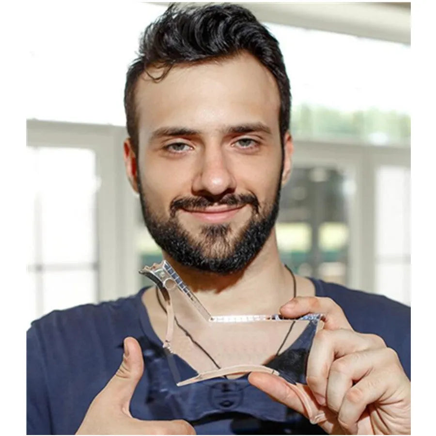 Beard styling comb with ABS plastic handle for symmetric trimming lines, 20.5x10.5x0.35cm, black colour
