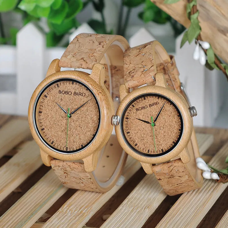 BOBO BIRD bamboo watch M11 M12 with natural wooden case and Hardlex glass face