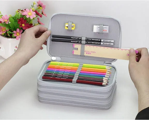 Secret Garden Oxford cloth pencil case in black, 20x12.5x8.2cm, with zip closure