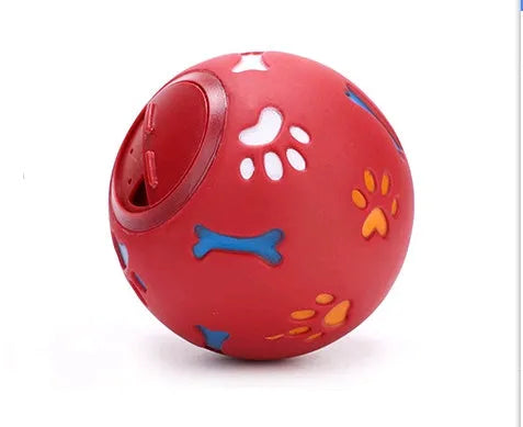 Blue 11cm non-toxic rubber puzzle ball with footprint patterns for medium large dogs