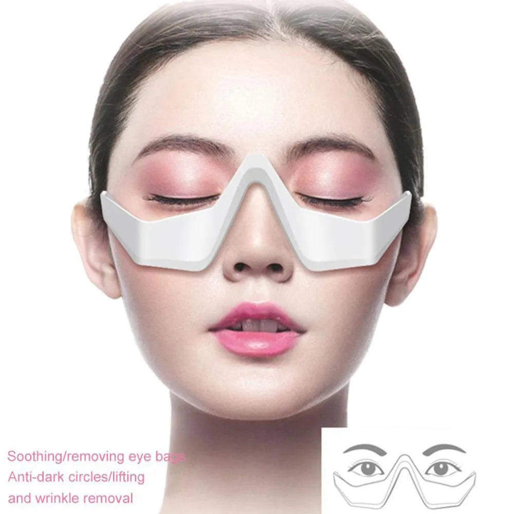 3D eye beauty instrument micro-current pulse massager in pink or white with glasses-like design