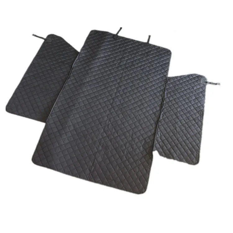 Black quilted cotton car trunk pet mat 174x190cm with PVC wear layer for dog boot protection