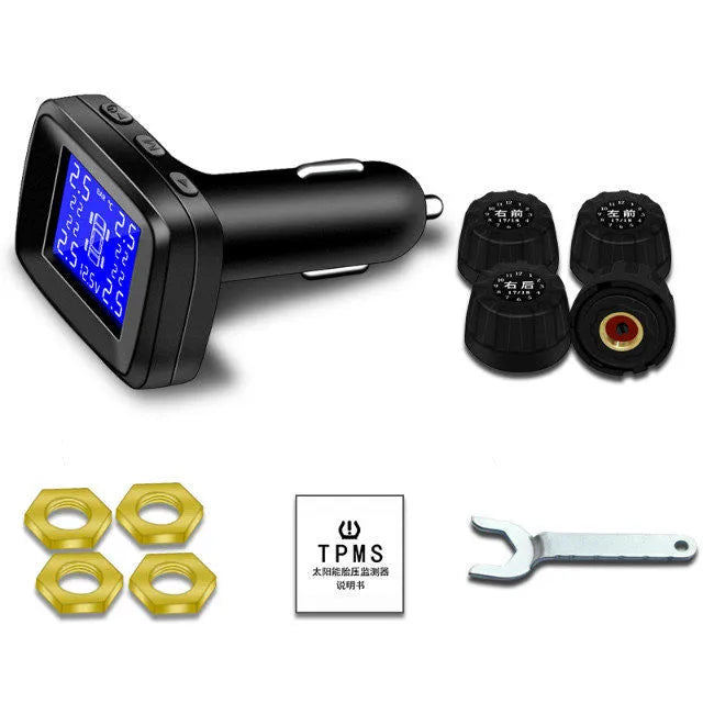 Wireless solar tyre pressure monitor T88A colour screen black external sensor for car tyres