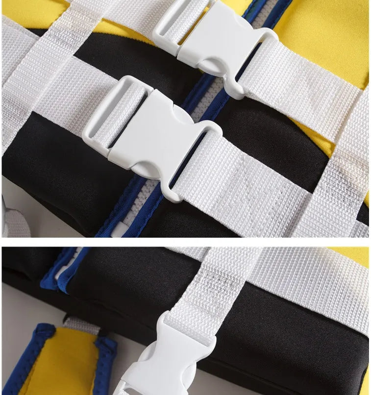 Children's EPE cotton life jacket snorkeling vest with belt, pink blue colour, front view