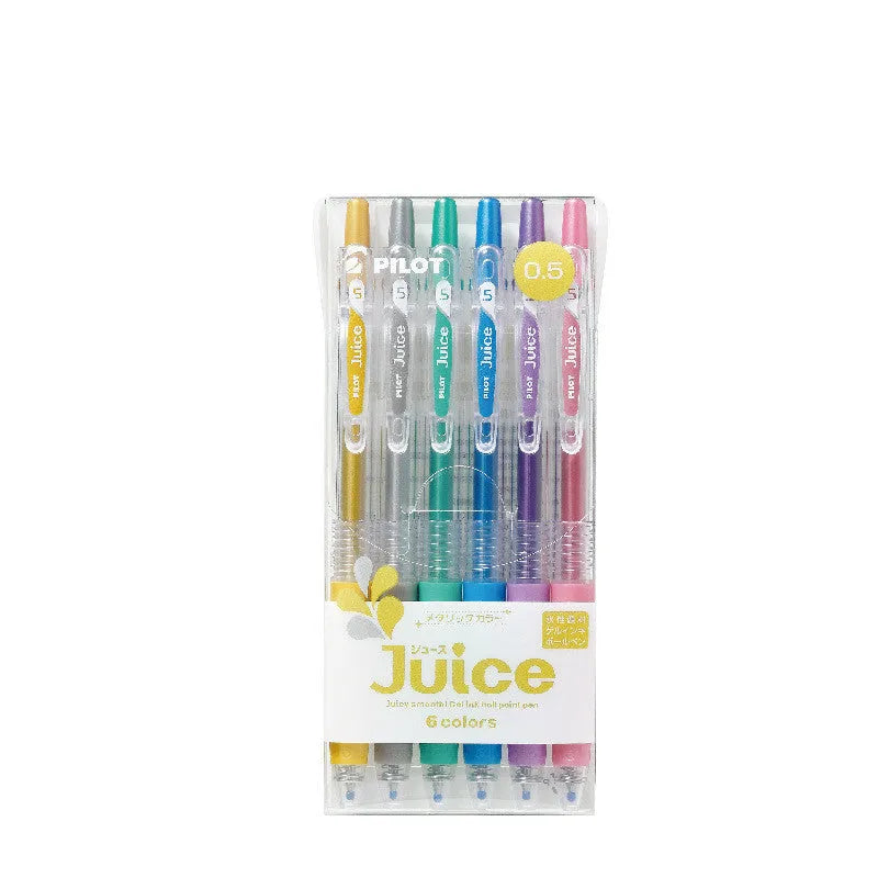 Pack of six Baiguole metallic gel pens with 0.5mm tips in gold, silver, and other shades.