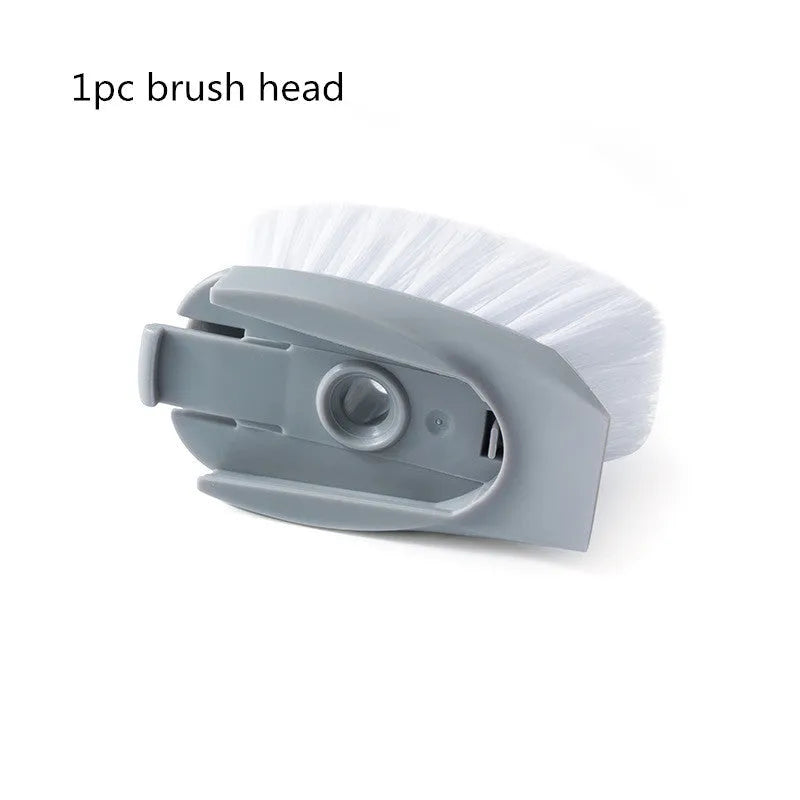 2 in 1 long handle cleaning brush with removable brush head and sponge for kitchen use