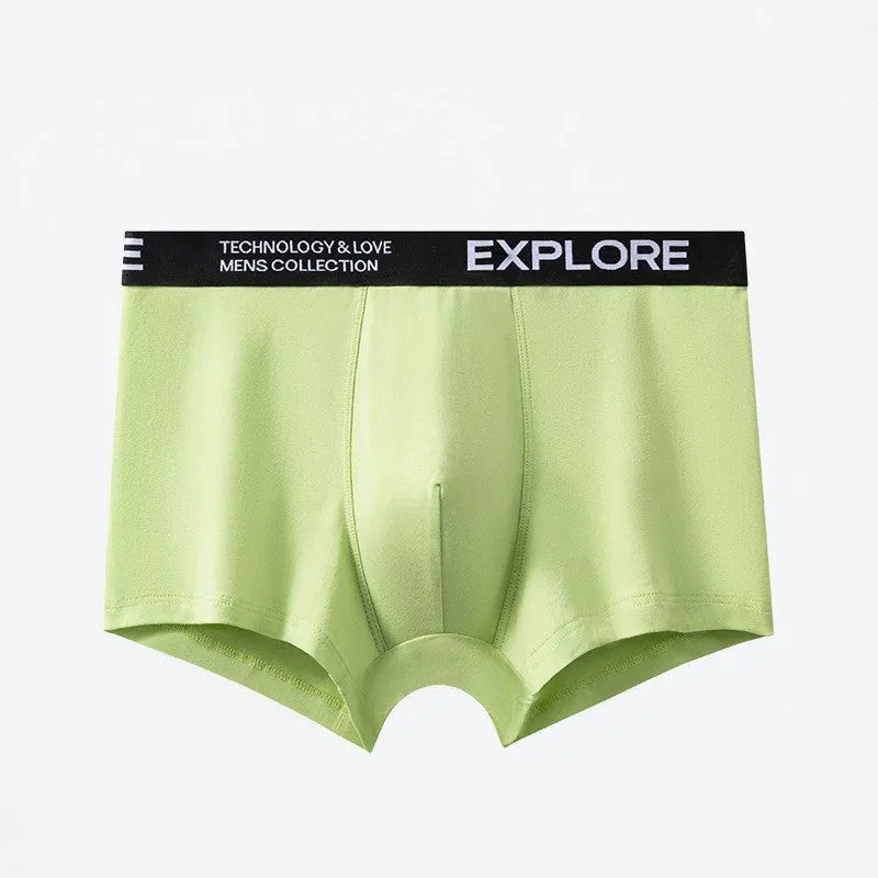 Men's cotton breathable underwear in mid waist design showing colour options including pink, black pink, and green variations