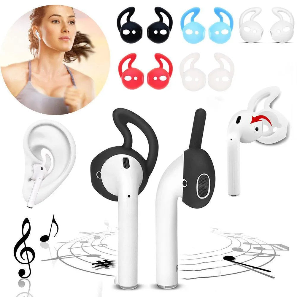 Silicone earplug sleeves for Apple AirPods in five colours, with dimensions 28.19x21.10x9.10mm.