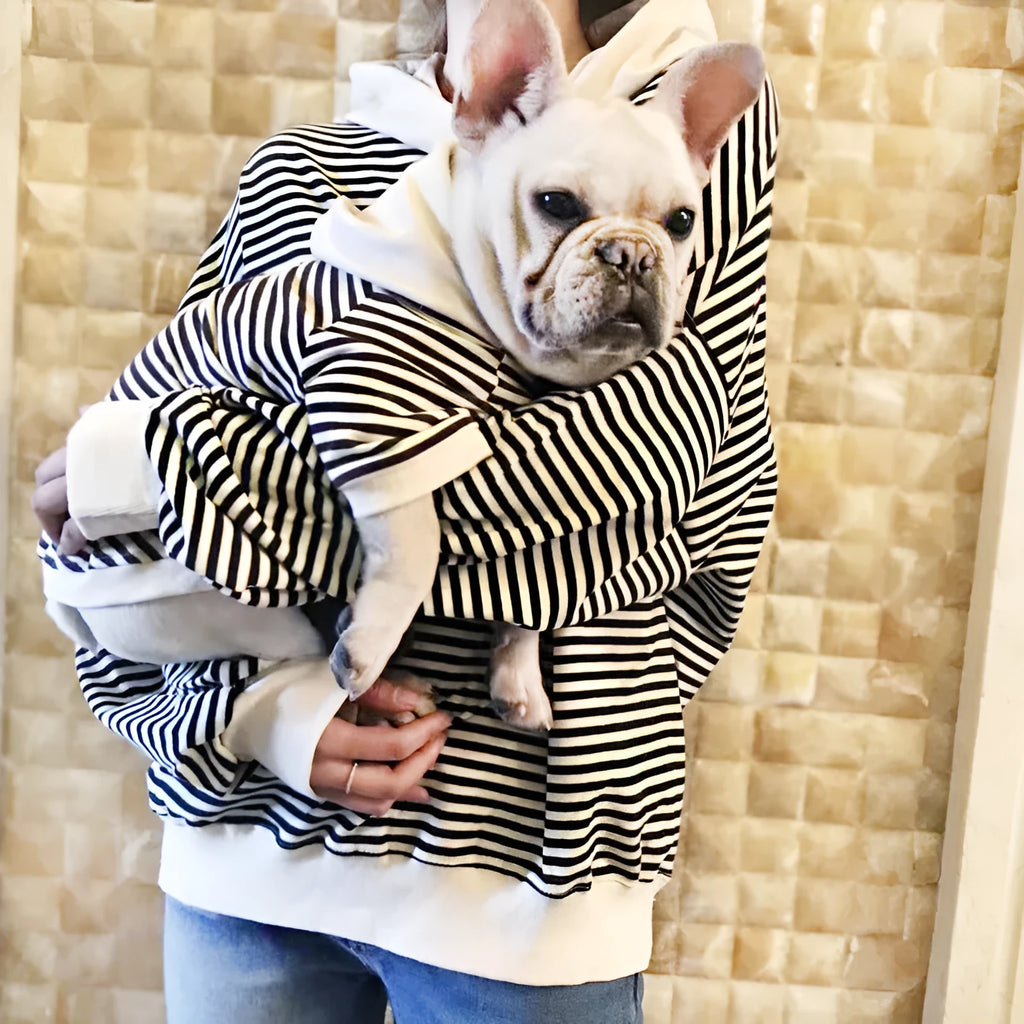 Cotton dog terry sweater for small dogs, sweatshirt style, black or khaki, sizes XS to 4XL