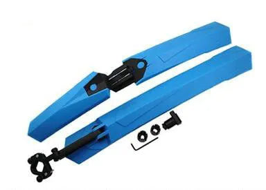 Bicycle mudguard set showing front and rear plastic fenders with quick-release mounting hardware