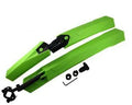 Bicycle mudguard set showing front and rear plastic fenders with quick-release mounting hardware