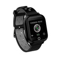 Black smartwatch with integrated Bluetooth earbuds showing 1.4-inch touchscreen display