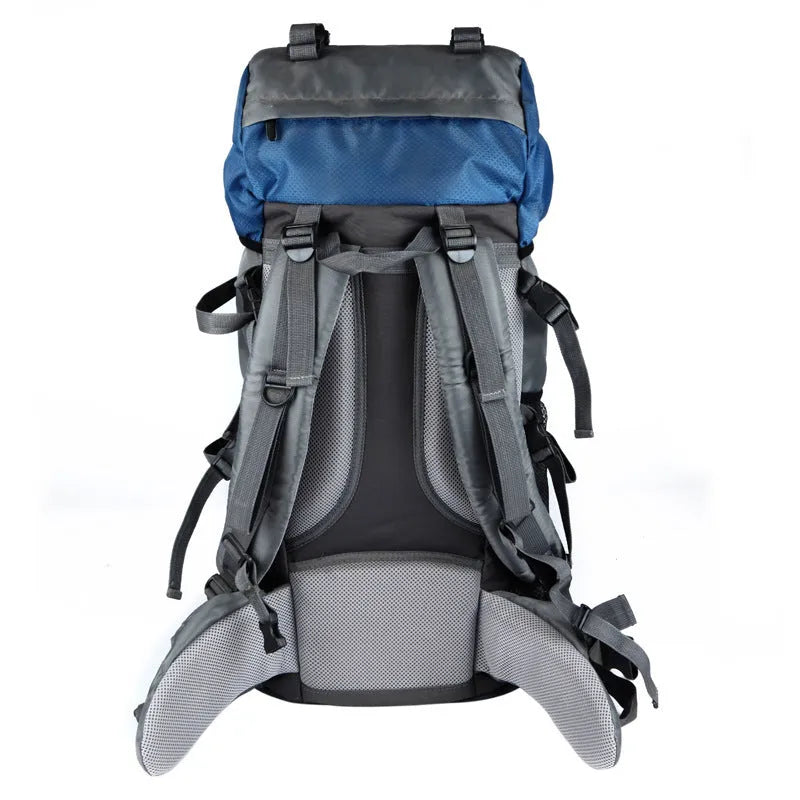 60L waterproof outdoor shoulder bag in black, polyester material, with shoulder straps and spacious main compartment
