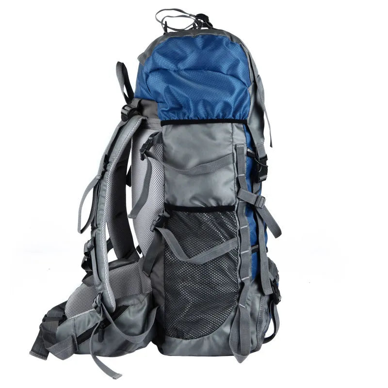 60L waterproof outdoor shoulder bag in black, polyester material, with shoulder straps and spacious main compartment