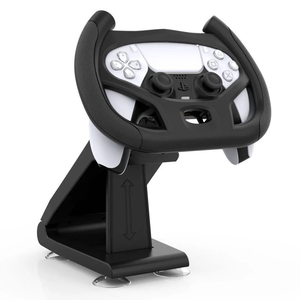 Black ABS PS5 controller steering wheel bracket, 13.2x10.3x23.2cm, 375g racing game handle accessory