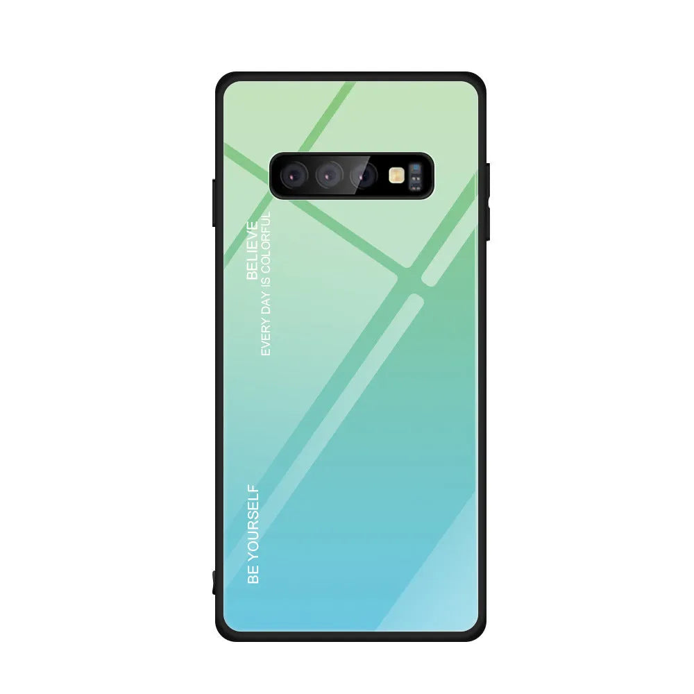 Gradient solid colour glass back phone case for Samsung S20 Ultra with TPU frame